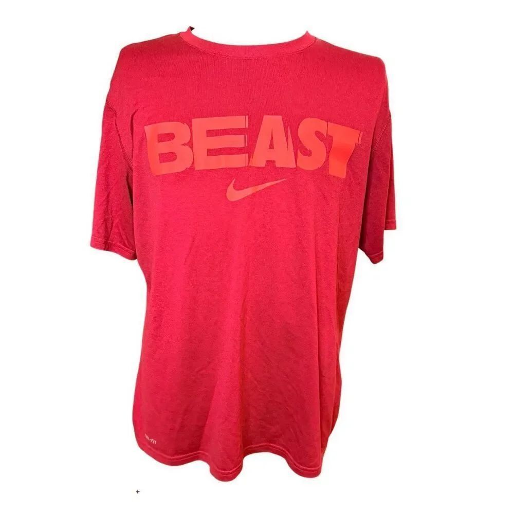 Nike Beast DRI-FIT T-Shirt XL Red Tennis Running Work-Out Swoosh